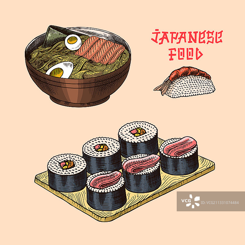 日本美食海报寿司吧拉面图片素材