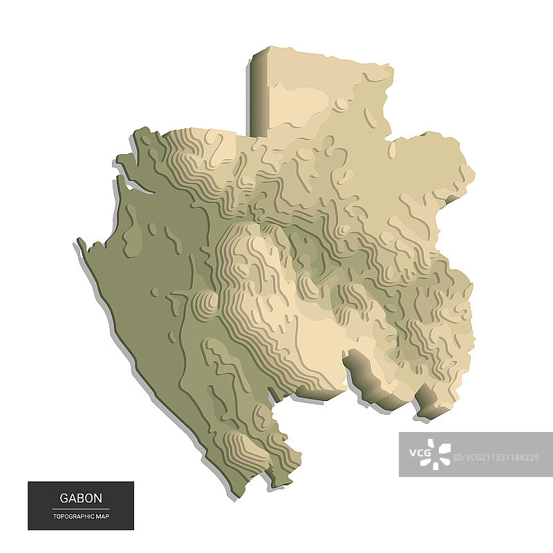 加蓬地图-三维数字高海拔地形图片素材