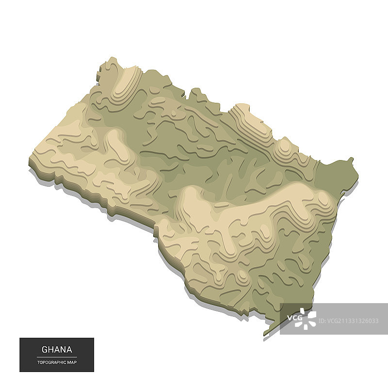 加纳地图-三维数字高海拔地形图图片素材