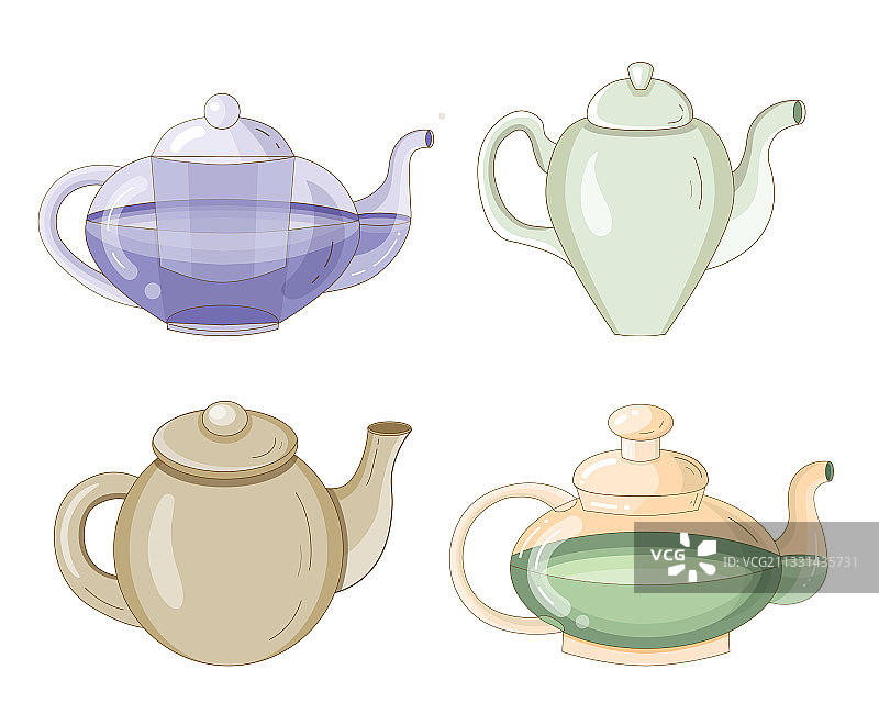 陶瓷和玻璃茶壶和水壶图片素材