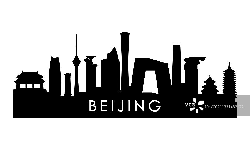 北京天际线剪影黑色的北京城市图片素材