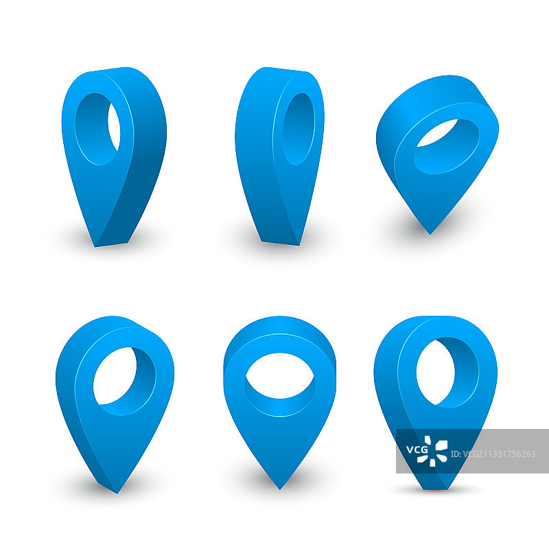 蓝色地图指针导航和位置设计图片素材