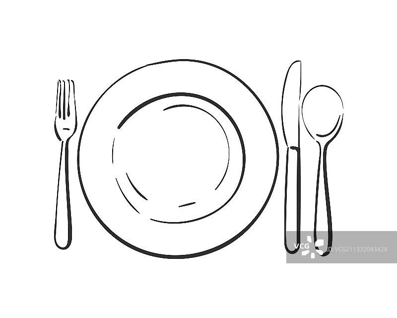 餐具空盘子用匙、刀和叉图片素材
