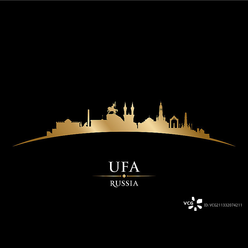 乌法俄罗斯城市剪影黑色背景图片素材