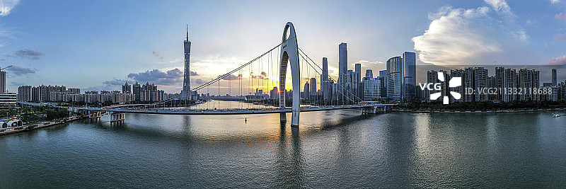 航拍中国广州城市日落风光图片素材