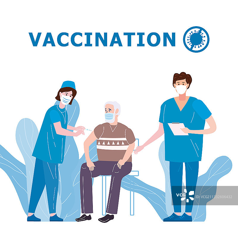 接种COVID-19疫苗免疫医生图片素材