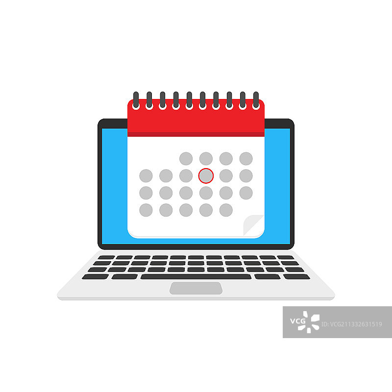 笔记本电脑日历在线商业计划图片素材