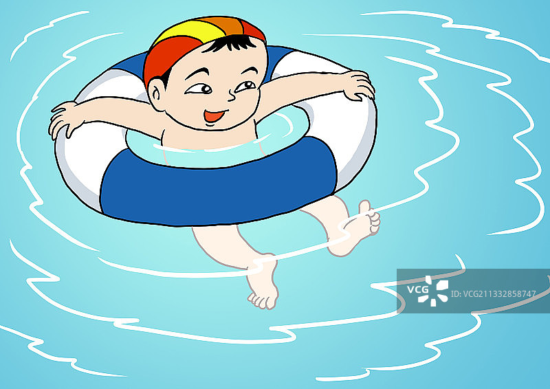 插画：儿童游泳图片素材