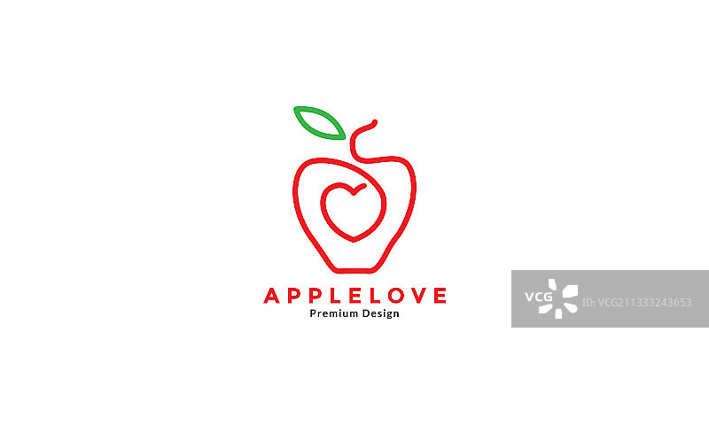苹果水果线艺术红色与爱的标志设计图片素材