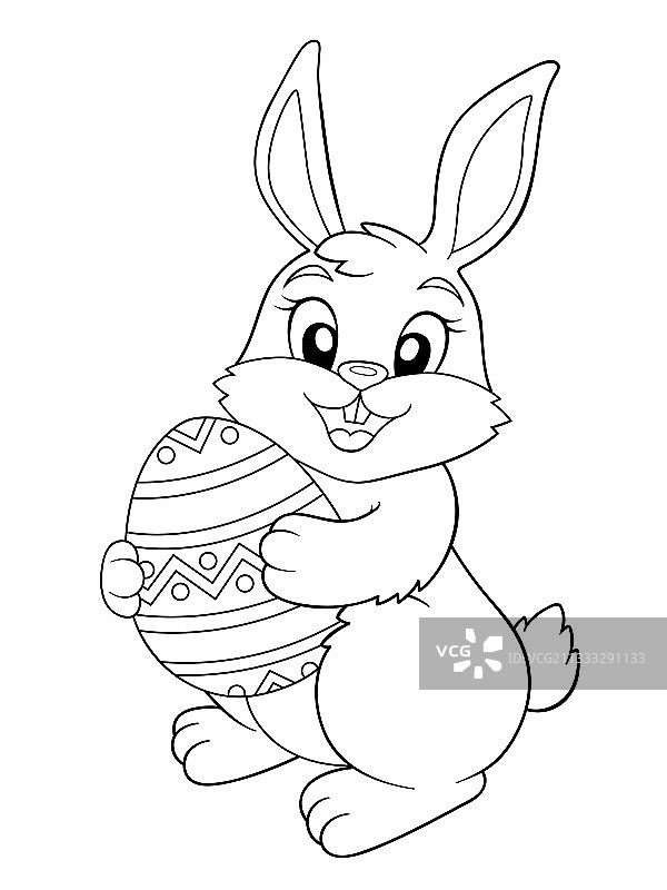 复活节兔子拿着复活节蛋图片素材