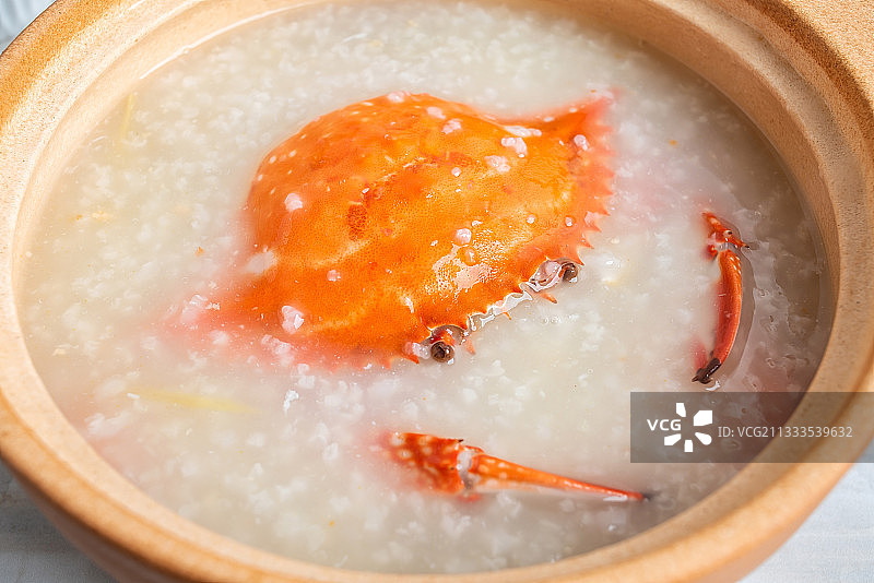 中国美食海鲜粥一锅螃蟹粥图片素材