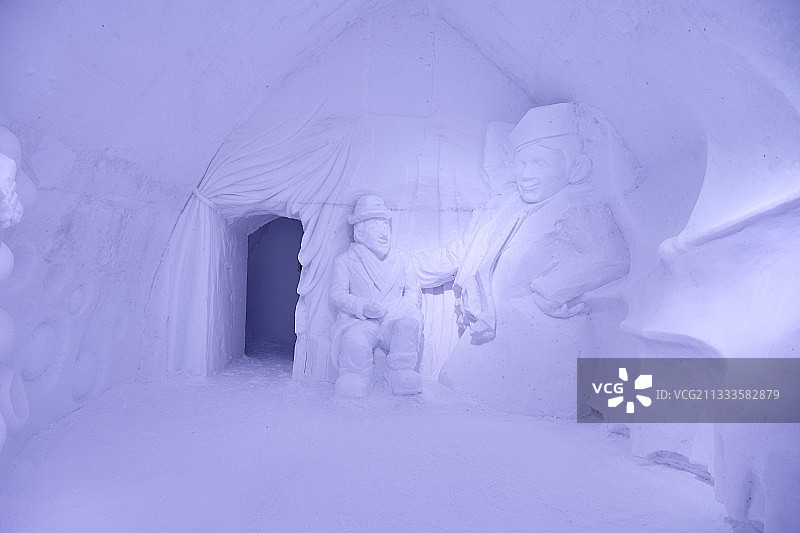 画廊的冰雕，冰酒店，魁北克，加拿大图片素材