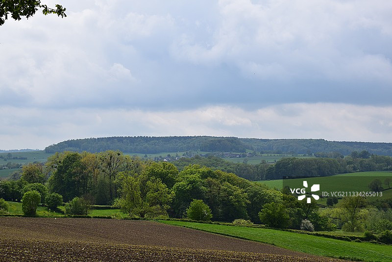 天空映衬下的农田风景，Camerig，荷兰图片素材