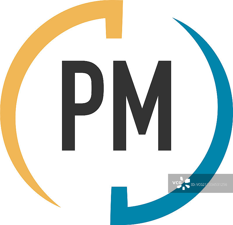 首字母PM swoosh设计标志概念图片素材
