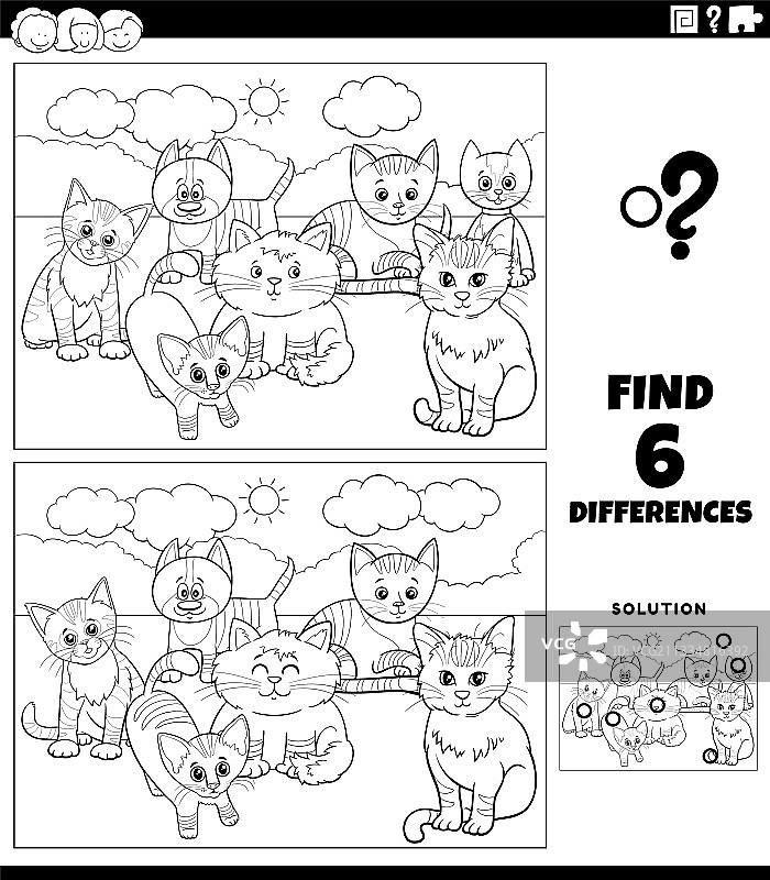 不同颜色的猫的教育游戏图片素材