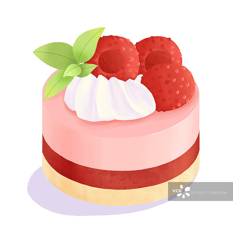 食物美食素材设计元素树莓奶油蛋糕插画图片素材
