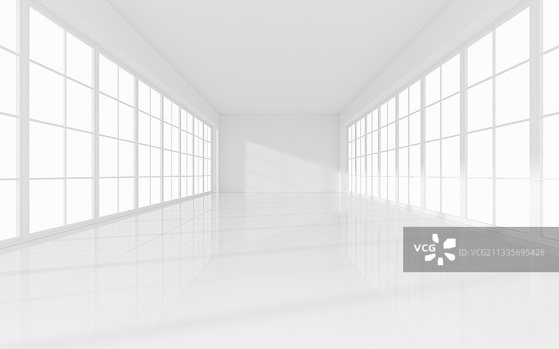 白色的空房间 3D渲染图片素材