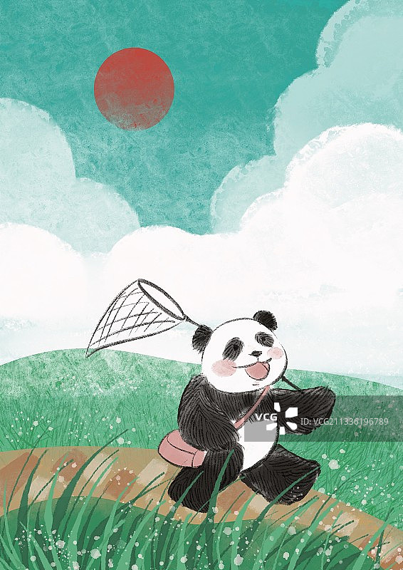 熊猫过暑假图片素材
