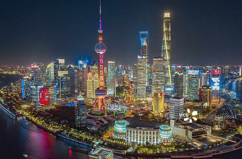 上海市陆家嘴夜景图片素材