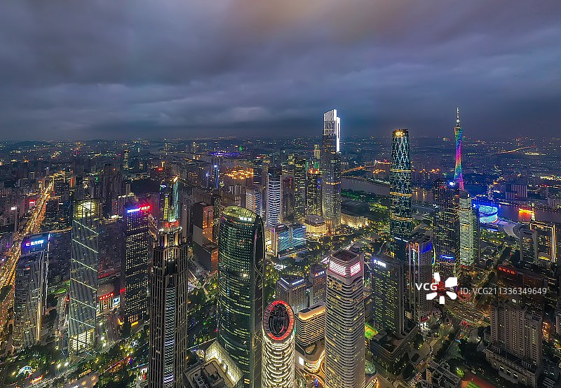 广东省广州城市建筑夜景图片素材