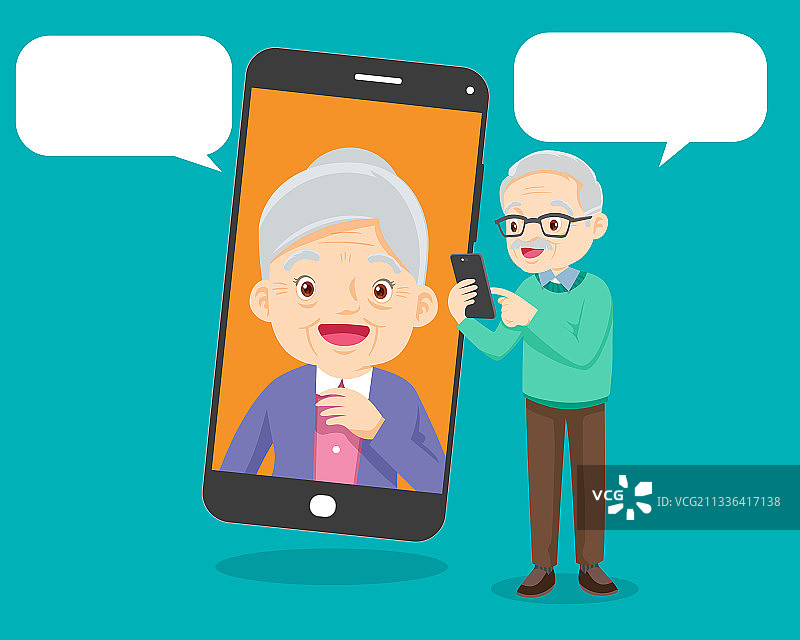 老年人使用智能手机视频通话图片素材