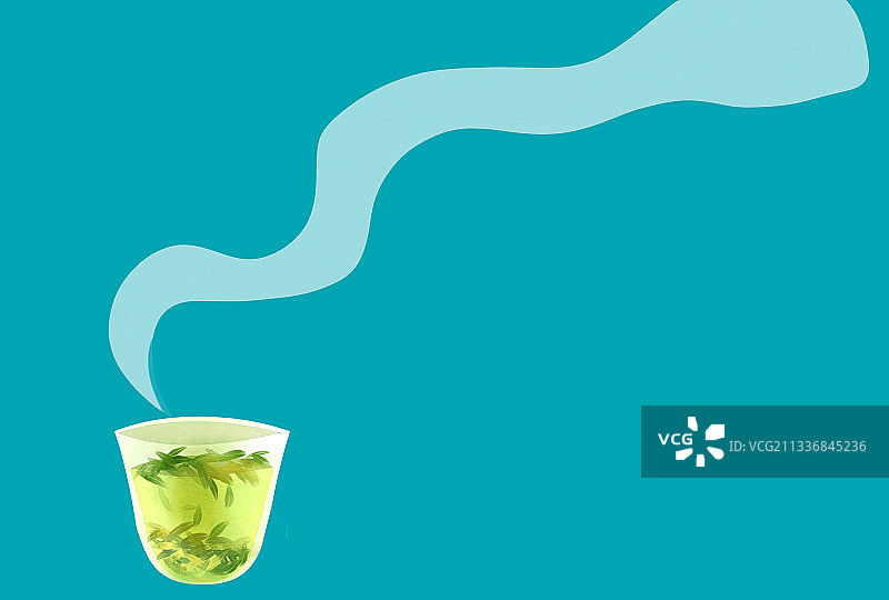 中国风绿茶插画元素图片素材