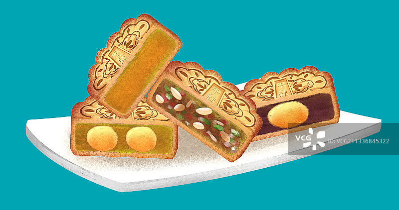 中国风月饼插画元素图片素材