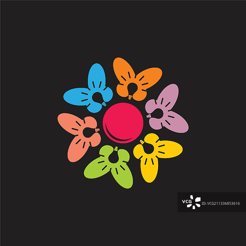 彩色灯泡蝴蝶创意设计标志图片素材