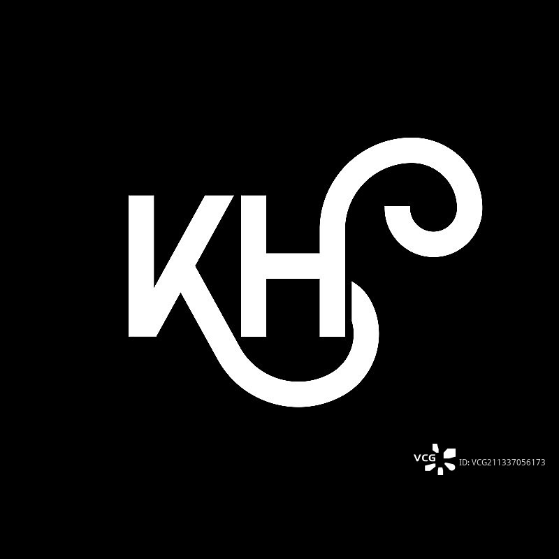 标志上设计Kh字母为黑色背景Kh图片素材