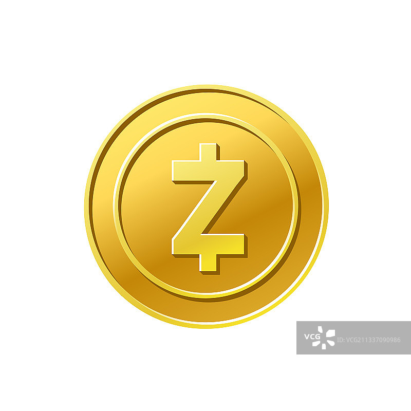Zcash加密货币黄金Zcash硬币图标图片素材