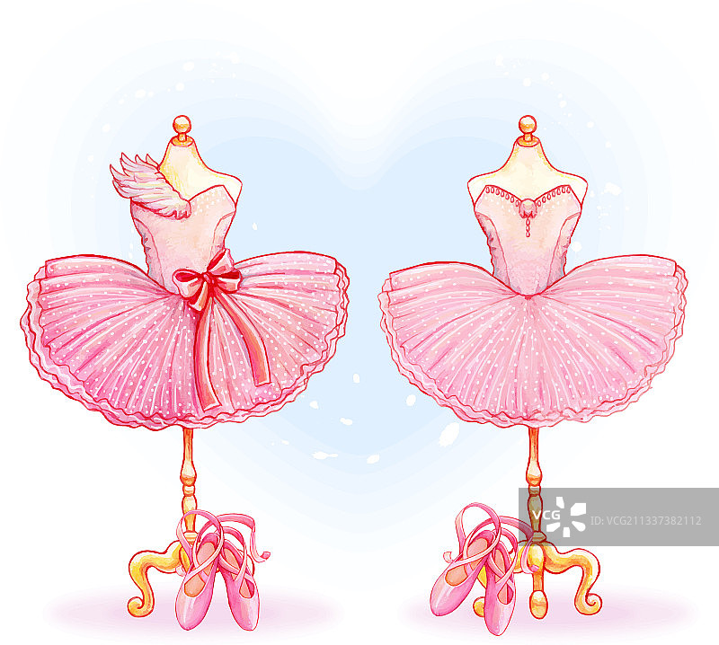 水彩粉色芭蕾舞者套装芭蕾舞裙图片素材