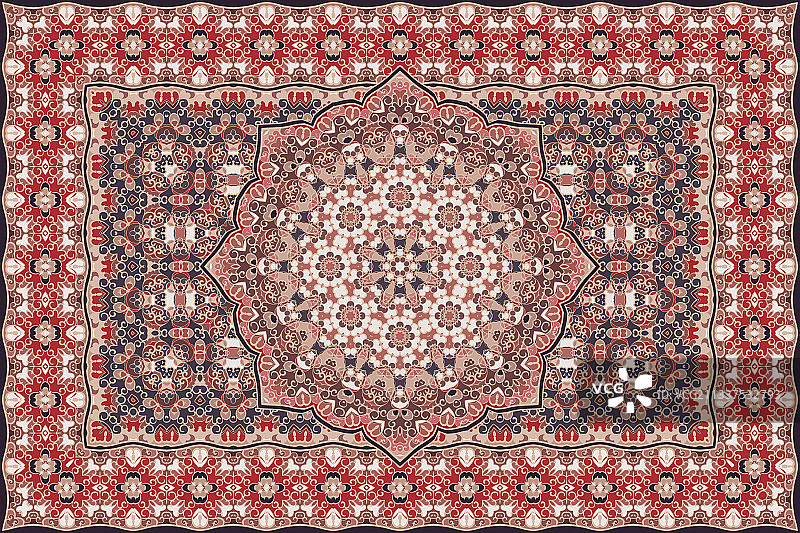 丰富的波斯彩色地毯民族图案图片素材