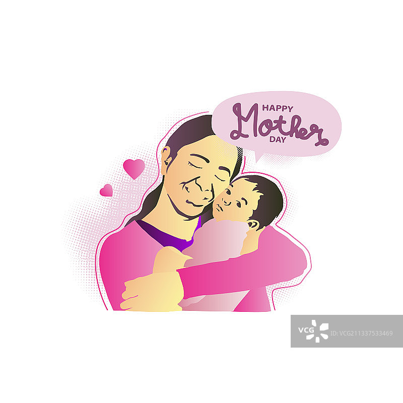 漫画风格的快乐母亲节设计图片素材