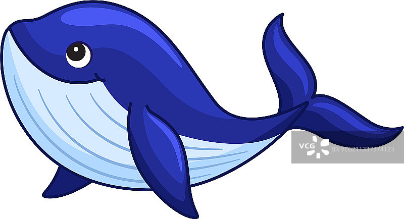 可爱的卡通鲸鱼孤立在白色的背景图片素材