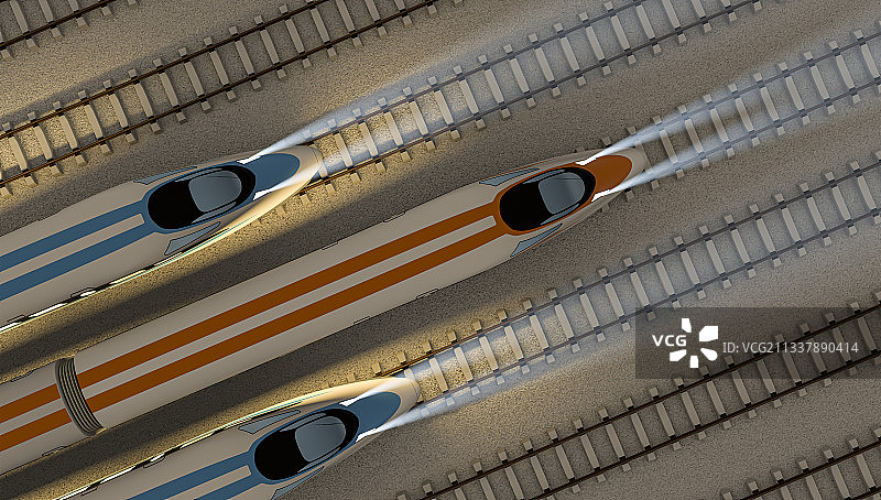 高速铁路和列车由三维图形制作图片素材