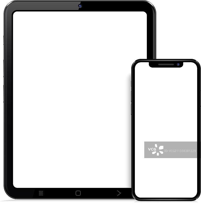 白色的现实平板电脑和智能手机图片素材