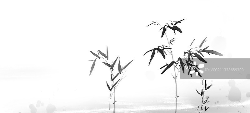 中国风背景插画水墨竹子图片素材