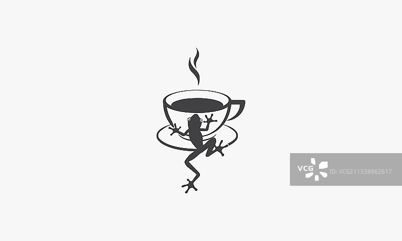 杯蛙咖啡馆在白色背景上的创意图标图片素材