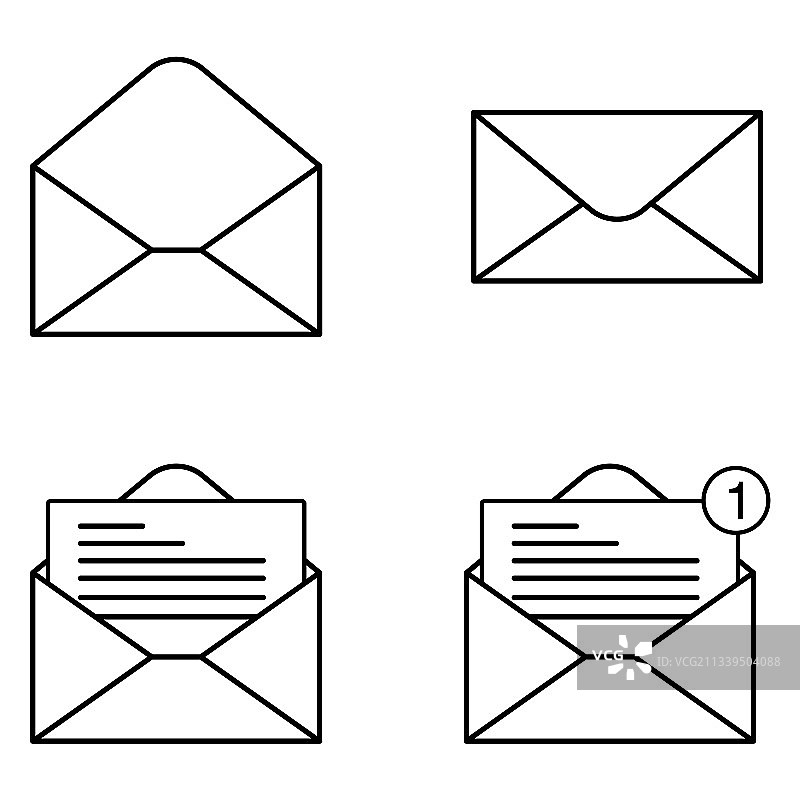 邮件图标的设计和网站消息流行图片素材