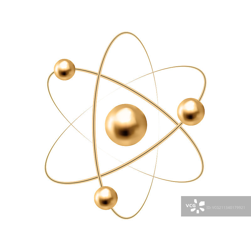 金原子孤立在白色背景现实图片素材