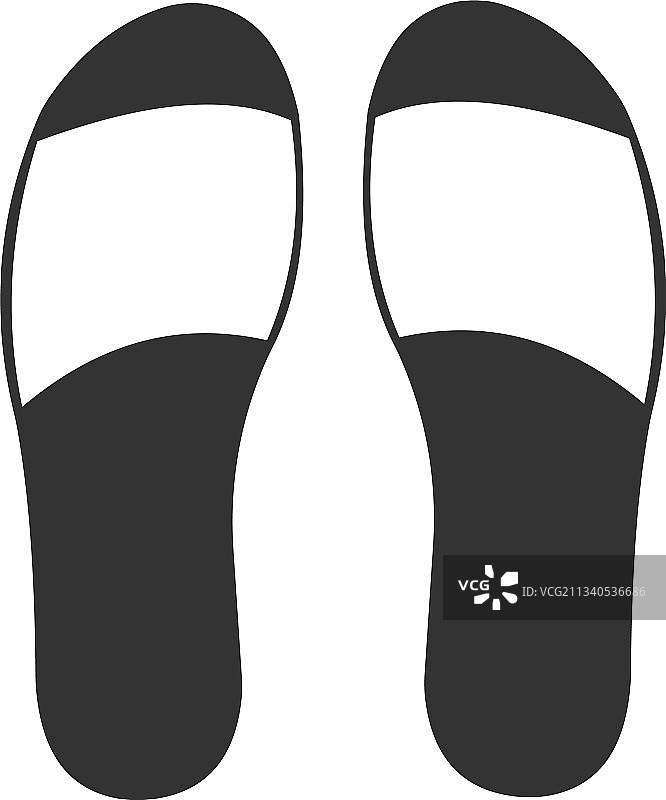 海滩鞋图标平图标在黑色风格图片素材