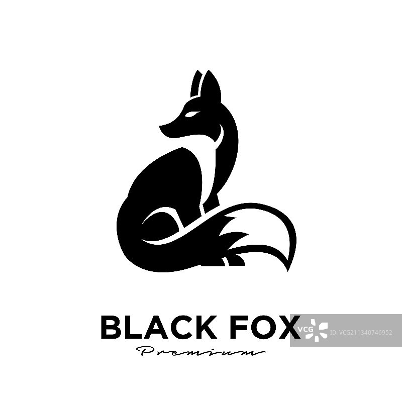 标志设计黑色狐狸剪影动物吉祥物图片素材