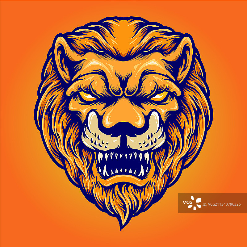 愤怒的狮子头吉祥物标志孤立图片素材