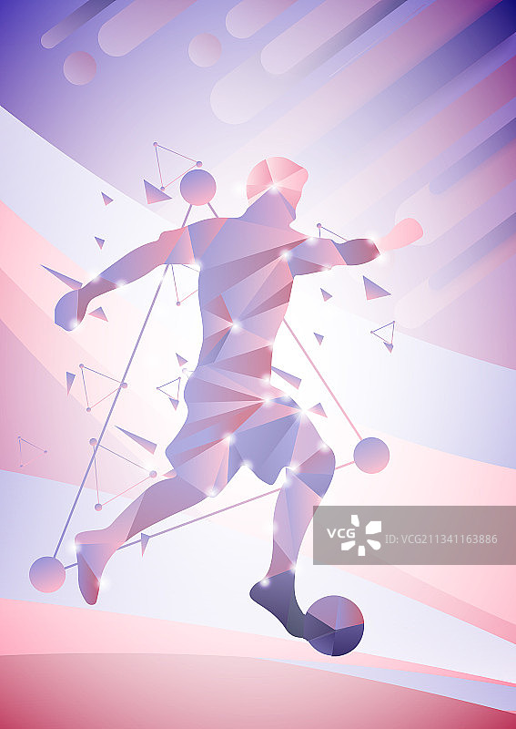 竖版足球运动人物抽象 背景矢量插画无字图片素材
