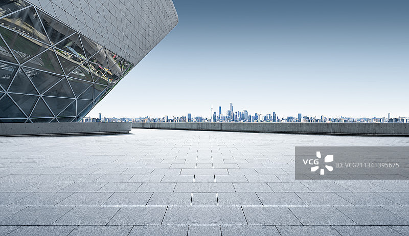 广州城市天际线广场路面图图片素材