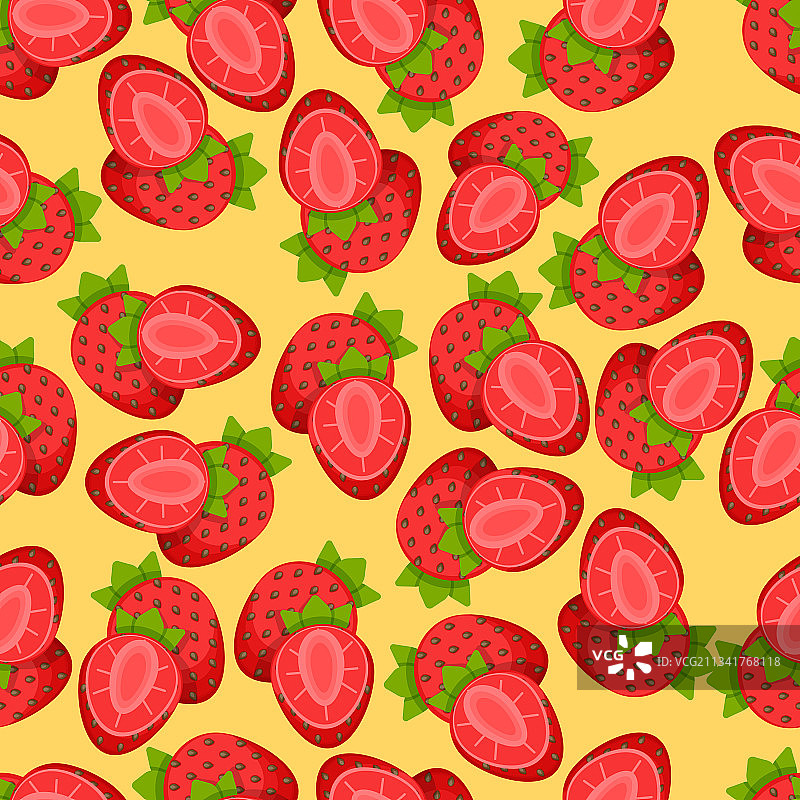草莓图案的果实重复无缝图片素材
