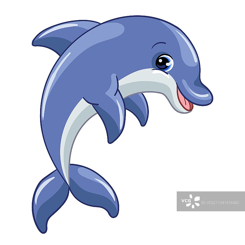 有趣可爱快乐的海豚孤立图片素材