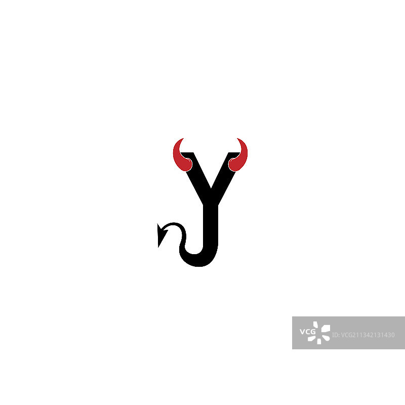 字母y与魔鬼角和尾巴的图标标志图片素材