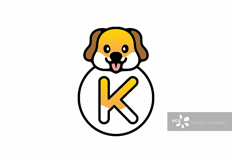 可爱的狗头与k首字母图片素材