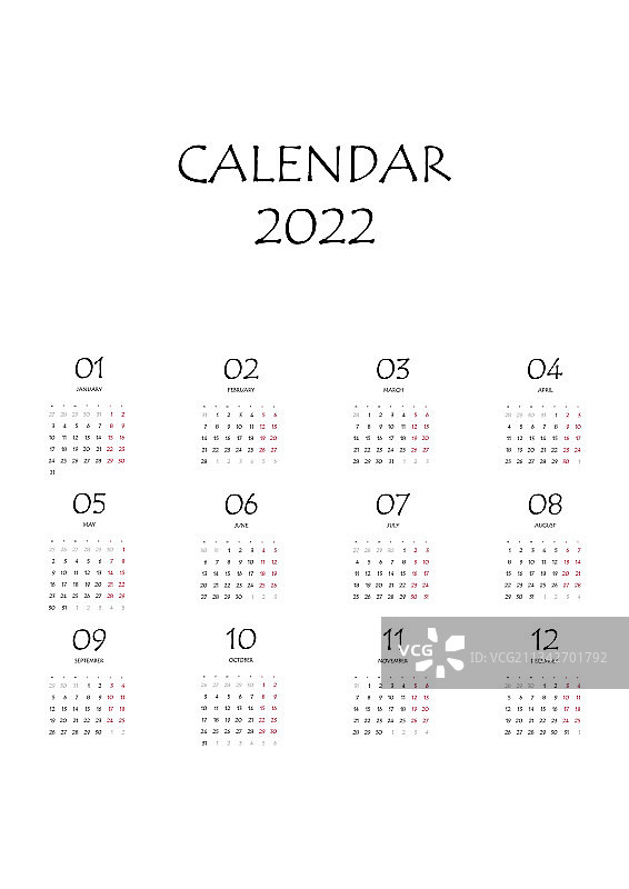 2022年日历计划公司周模板图片素材